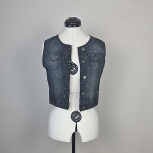 VEXY “Live & Uncut” Denim Vest – Women’s Small (S) – Dark Wash Jean Vest